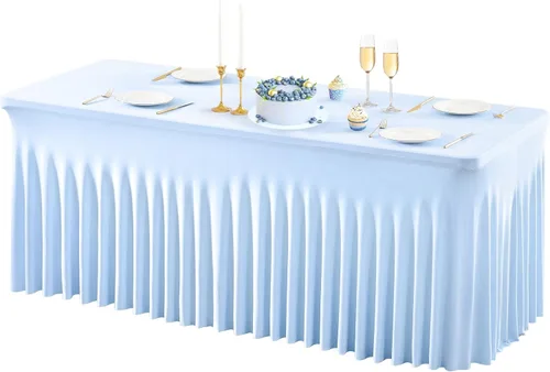 Miniatura 41 de PARTISKY - Mantel de elastano negro para mesas rectangulares de 4 pies, cubierta de mesa elástica para mesas plegables, bodas, fiestas, banquetes