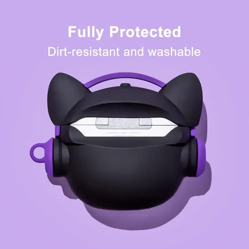 Miniatura 4 de Bonita funda compatible con AirPods 2º y 1º con mosquetón y gancho para llavero, divertida y única de silicona suave 3D a prueba de golpes, funda