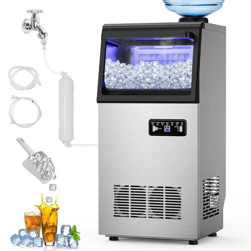 Miniatura 15 de Máquina de hielo comercial bajo encimera de 200 libras, máquina de hielo comercial independiente integrada para debajo del mostrador, máquina