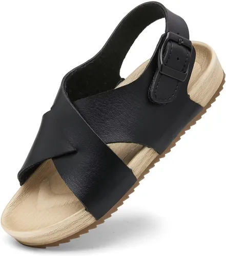 Cubufly Sandalias para niños con tiras cruzadas y puntera abierta, zapatos de verano para uso en interiores y exteriores, para niños pequeños y