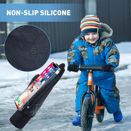 Miniatura 4 de EEFOW Guantes impermeables para pantalla táctil de invierno para niños guantes deportivos ligeros y cálidos para clima frío para niños de 6 a 12