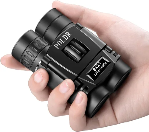 POLDR 8x21 Binoculares pequeños, compactos y ligeros para adultos y niños, para observación de aves, viajes y turismo. Binoculares mini de bolsillo