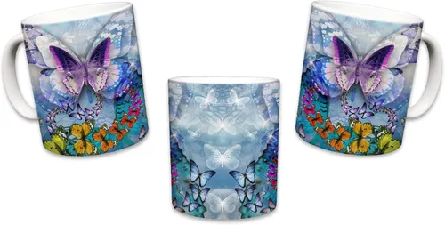 Miniatura 5 de Sweet Gisele - Taza de mariposa - Recuerdo de taza de café de cerámica - Diseño colorido - Mariposas monarca gráficas 3D - Hermosos detalles
