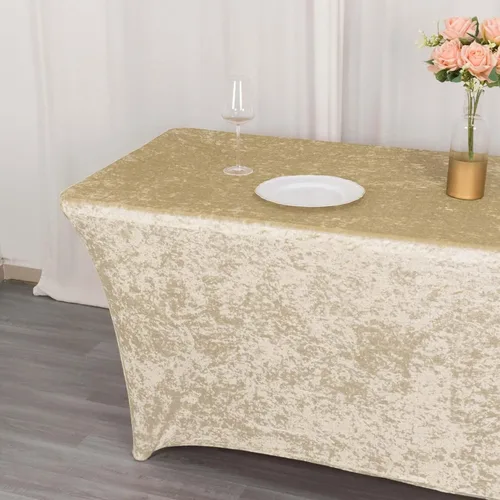 Miniatura 9 de Efavormart Cubierta de Mesa Rectangular Ajustada Elástica de Terciopelo Aplastado Beige de 6 pies
