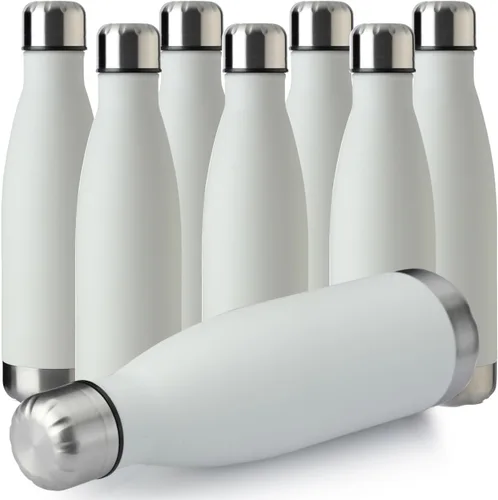 Miniatura 43 de MEWAY Botella de agua deportiva de 17 onzas con aislamiento al vacío, de acero inoxidable, a prueba de fugas, doble pared en forma de cola, mantiene