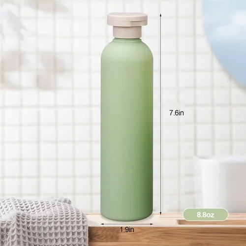 Miniatura 2 de 3 botellas de 8.8 onzas con tapa abatible, reutilizables y recargables, a prueba de fugas, para lociones, cremas faciales, champús, acondicionador