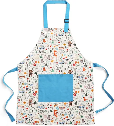 Miniatura 2 de Jennice House - Juego de delantal y gorro de chef para niños, lindos delantales para hornear de niños para cocinar delantales para bebés que hornean