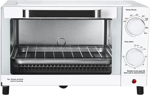 Mainstay - Horno tostador combinado de electrodomésticos de cocina, se adapta a pizza de 9 pulgadas, capacidad de 4 rebanadas, circulación potente,