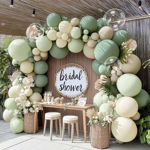Miniatura 12 de Kit de arco de globos de látex azul polvoriento, blanco, mate, para baby shower, cumpleaños, boda, verano, fiesta bajo el mar Polvo Pastel Azul