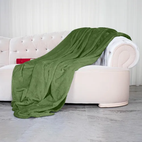 Miniatura 2 de Elegant Comfort Manta ultrasuave de microterciopelo de lujo, suave, mullida, tamaño matrimonial/queen, verde