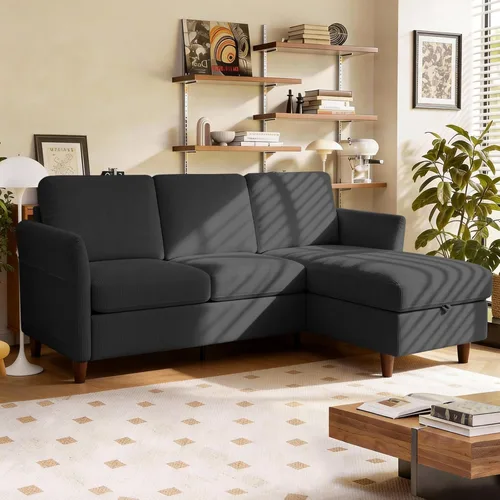 Miniatura 12 de Valthie 61" Corduroy Loveseat Sofa, Modern Comfy Couches with Side Pocket, 2-Seater Sofa Couch for Living Room, Bedroom and Small Spaces,Beige