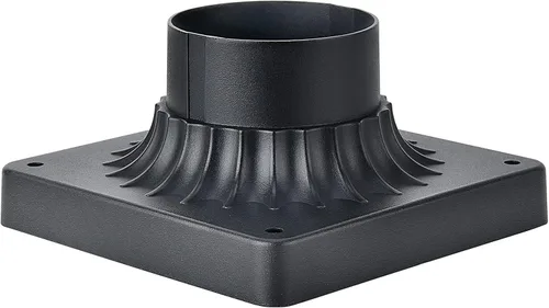 Miniatura 4 de Base de luz de poste para exteriores de 3 pulgadas, base de montaje en muelle negro, base de poste de lámpara cuadrada universal, adaptador