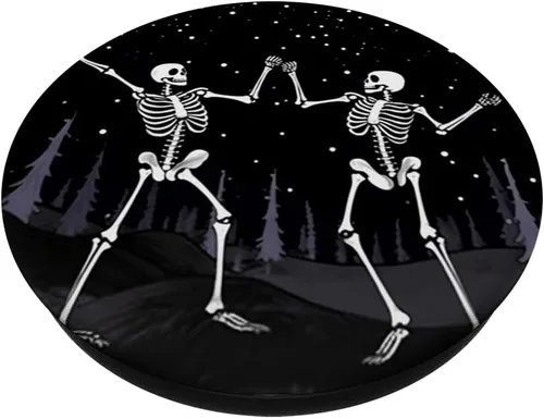 Miniatura 2 de Geniales esqueletos estéticos góticos bailando cielo nocturno Halloween PopSockets MagSafe PopGrip para iPhone