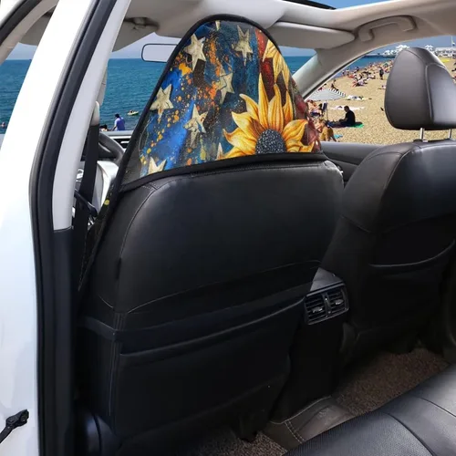 Miniatura 5 de Fundas de Asiento de Coche con Diseño de Sudadera de Girasol y Bandera Estadounidense para Coche, Camión, SUVs, Protector de Asiento Impermeable