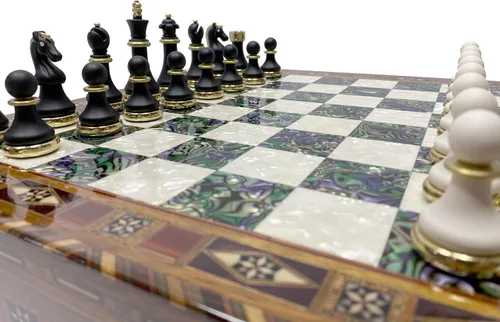 Miniatura 4 de Antochia Crafts Juego de ajedrez grande de 16.5 pulgadas - Piezas de ajedrez de lujo con 2 reinas adicionales y tablero de ajedrez de madera