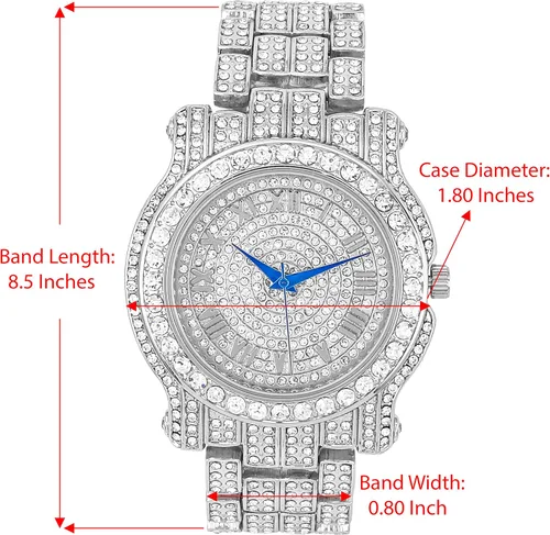 Miniatura 2 de Charles Raymond Bling-ed Out Ultimate Hip Hop Royalty Reloj para hombre con número romano de fácil lectura o indicadores de tiempo de diamantes