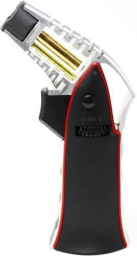 Miniatura 12 de Antorcha Scorch Torch CNC maquinada de 17,14 cm de alto, antorcha de llama de aluminio portátil ajustable recargable con butano en caja de regalo