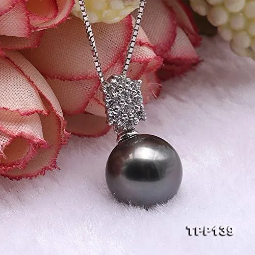 Miniatura 4 de Plata de ley jyx 9,5mm Tahitian Perla Cultivada Collar con Colgante