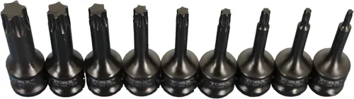 Miniatura 3 de TEMO 9 pc 3 pulgadas de largo Torx Star 6 puntos Negro Impact Bit Socket Auto Repair Tool Set 1/2 pulgadas Square Drive