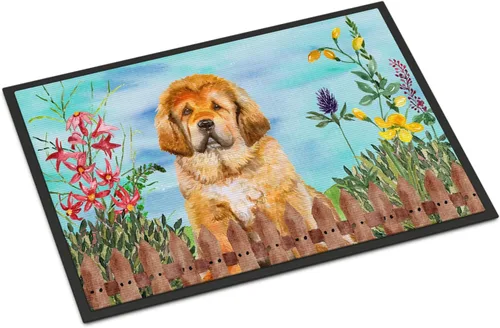 Miniatura 141 de Caroline's Treasures CK1311MAT Cavalier Spaniel Poinsettas - Felpudo de 18 x 27 pulgadas, tapete para puerta delantera, interior y exterior