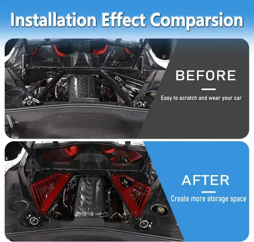 Miniatura 2 de Sekhyna Cubierta de panel de bahía del motor compatible con Chevrolet Corvette C8 Stingray 2020-2024 aleación de aluminio 2 piezas compartimento