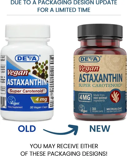 Miniatura 2 de DEVA Vitaminas nutricionales Astaxantina de 4 mg, veganas, protección súper antioxidante para la piel, los ojos, las articulaciones y la inflamación