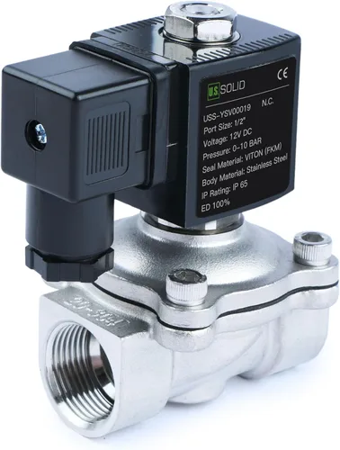 Miniatura 14 de U.S. Solid Válvula solenoide de latón de 1/2" - 12V DC, normalmente cerrada, válvula eléctrica de 10 bar para agua, aire, diésel