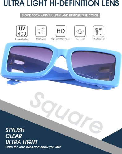 Miniatura 57 de PORADAY Gafas de sol cuadradas grandes de moda para mujeres y hombres, marco grueso negro de lujo, gafas de sol modernas con montura grande