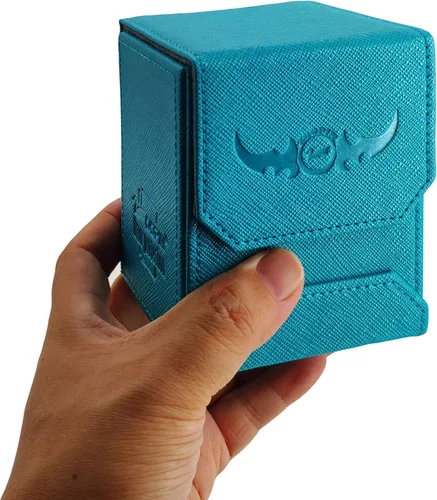Miniatura 4 de Zoopin - Caja de cuero cian para cartas coleccionables, MTG, Yugioh, Pokeman, TES Legacy, Munchkins CCG Decks y también fichas pequeñas o dados