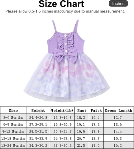 Miniatura 6 de PATPAT Baby Girl Dresses Strap Tutu Dress Butterfly Print Tulle Dress Flower Girl Party Birthday Princess Dresses