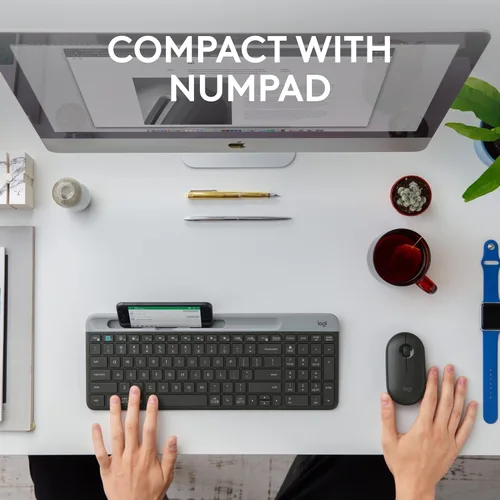 Miniatura 3 de Logitech K585 Teclado inalámbrico delgado multidispositivo, base integrada para dispositivo; para laptop, tableta, escritorio, teléfono inteligente