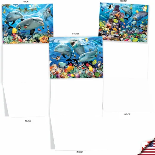 Miniatura 3 de The Best Card Company - 10 tarjetas en blanco para todas las ocasiones (4 x 5.12 pulgadas) - Surtido de tarjetas náuticas, oceánicas, de vida marina
