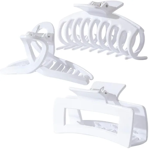 Miniatura 20 de Pinzas grandes para el cabello grueso, fino y fino, dientes de sujeción fuerte, pinzas de mandíbula granate entrelazadas para mujeres, juego de 3