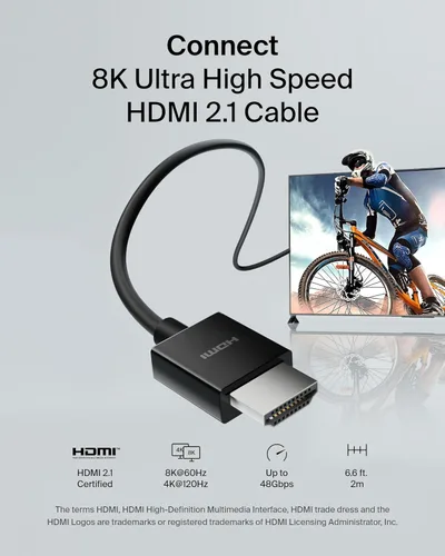 Miniatura 2 de Belkin - Cable HDMI 2.1 Ultra HD de 6.6 pies/2M, Cable HDMI 4K de ultra alta velocidad, Cable HDMI 2.1 de 48Gbps, Dolby Vision HDR y 8K a 60Hz