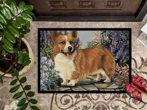 Miniatura 3 de Caroline's Treasures PPP3258MAT Corgi Garden Georgi - Felpudo de 18 x 27 pulgadas, tapete para puerta delantera, interior y exterior, para entrada