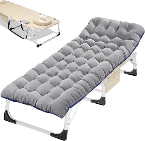 Miniatura 26 de ABORON Catre de Camping para Adultos de 28" Extra Ancho, Resistente 1200D Oxford Catre para Dormir, Cama de Campamento Plegable Portátil con Gris