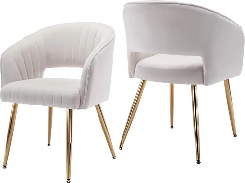 KCC Juego de 2 Sillas de Comedor de Acento Moderno, Sillas de Comedor Tapizadas en Terciopelo con Respaldo Hueco, Sillas de Cocina Acolchadas Sillas