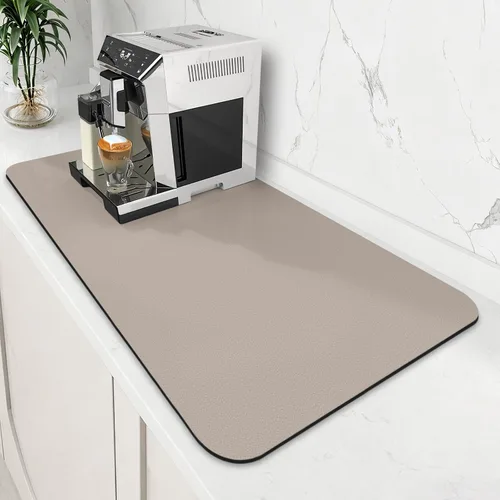 Miniatura 14 de WISELIFE Tapete de café súper absorbente para secar platos, accesorios de barra de café, combina con máquina, tapetes de secado grandes para Negro