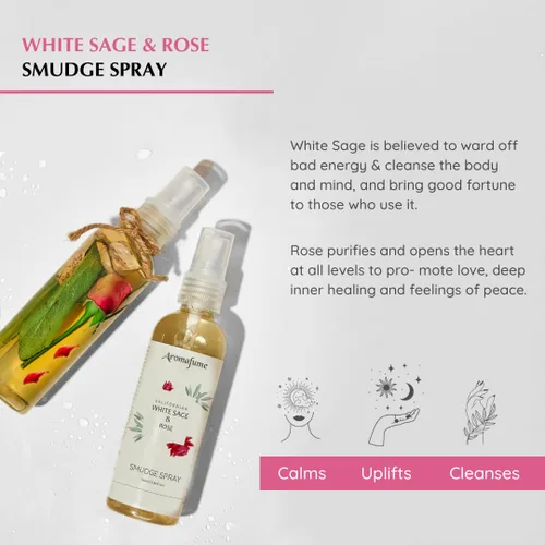 Miniatura 2 de Spray para manchas de salvia blanca y rosa de Aromafume 100ml / 3.3 oz Spray de salvia para limpieza de energía negativa y protección No