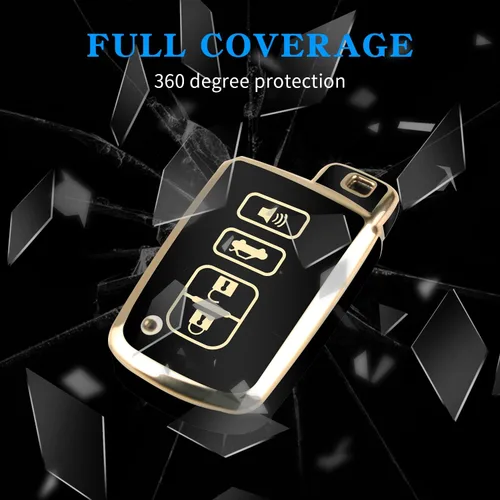 Miniatura 6 de MILD EAST Funda para llavero Toyota con llavero, 4 botones, carcasa para llave de automóvil para Tacoma Highlander, Corolla, Sequoia, Camry, Tundra