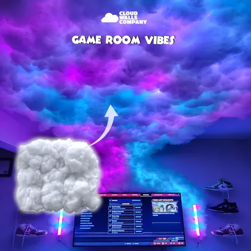 Miniatura 4 de Paneles de pared de nube esponjosa Juego de techo de nube LED - Paneles 3D para despegar y pegar 10 paneles - Paneles de pared acústicos