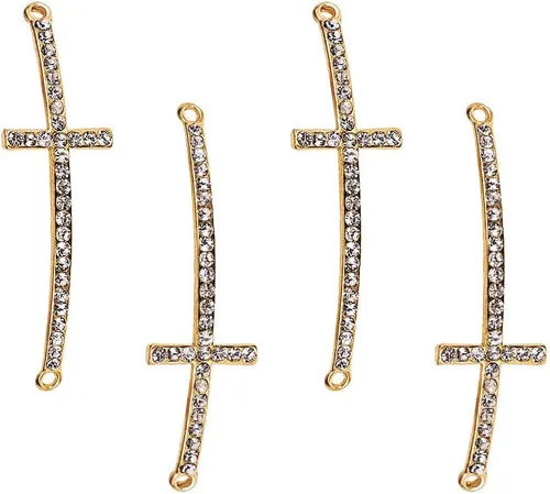 PH PandaHall 12 dijes de metal dorado con diamantes de imitación de metal dorado curvados para pascua, Eid, Mubarak, Ramadán, decoración, collar,