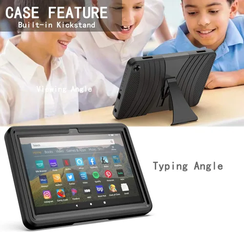 Miniatura 4 de EpicGadget Funda híbrida resistente para Amazon Fire HD 8 / Fire HD 8 Plus (12ª generación, lanzada en 2022) con función atril + 1 protector