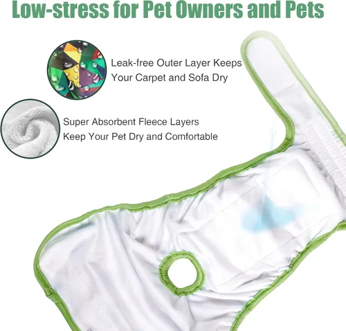 Miniatura 4 de wegreeco Pañales lavables para perros (paquete de 3), pañales para perros hembras altamente absorbentes para cachorros en celo, período