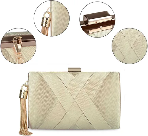Miniatura 4 de Elegante bolso de noche con borlas para mujer, bolso de mano para novia, boda, graduación, noche, fiesta