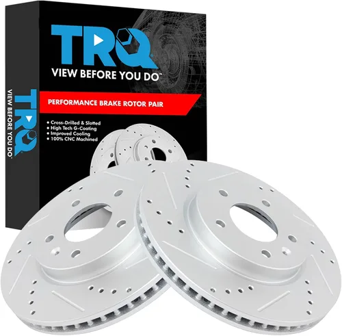 Miniatura 307 de TRQ Juego de rotores de freno de rendimiento trasero con revestimiento G premium compatible con Mazda 6 2014-2021