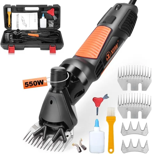 Miniatura 7 de Tijeras inalámbricas de ovejas de 500 W, cortadoras de ovejas recargables profesionales con 2 baterías de litio, 6 velocidades, cortadora de pelo