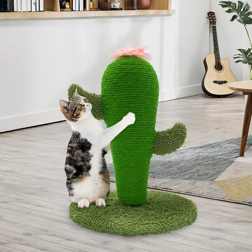 Miniatura 6 de AUSCAT Poste rascador para gatos, lindo poste rascador de cactus, rascador de sisal natural para gatos y gatitos