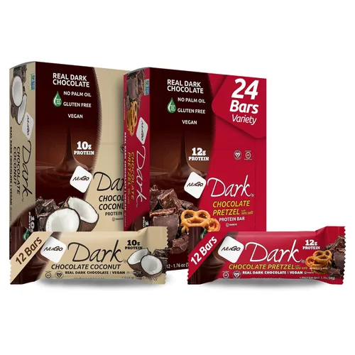 Miniatura 27 de NuGo Dark, caja variada de muestra, barra de proteínas veganas de 0.47-0.31 onzas, sin gluten, 12 CT