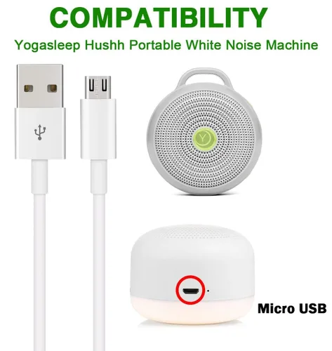 Miniatura 2 de Yogasleep - Cable de carga micro USB de 5 pies compatible con Yogasleep Hushh, máquina portátil de ruido blanco para bebé, máquina de ruido blanco